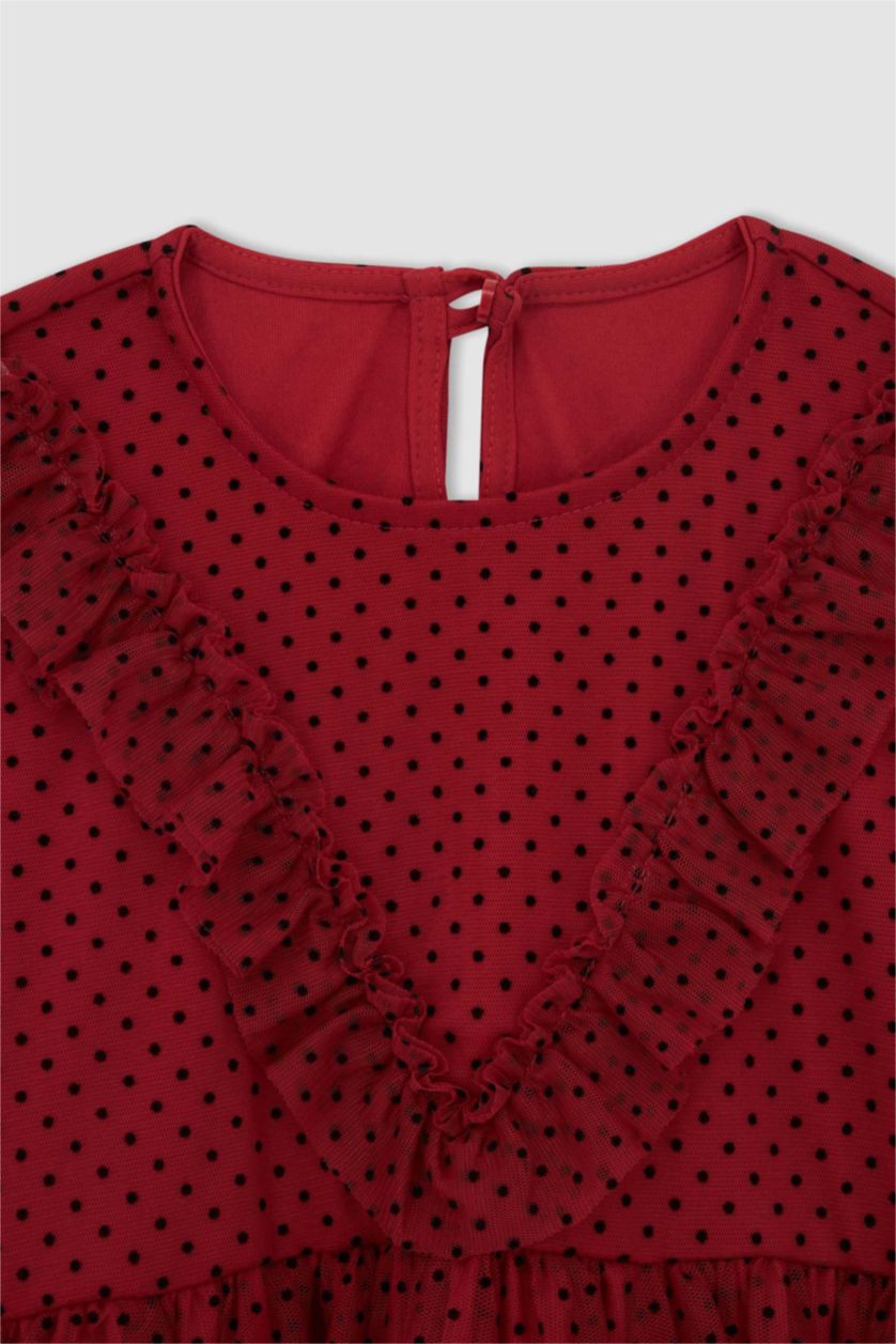 FILLES Rouge Robe En Tricot Manche Courte