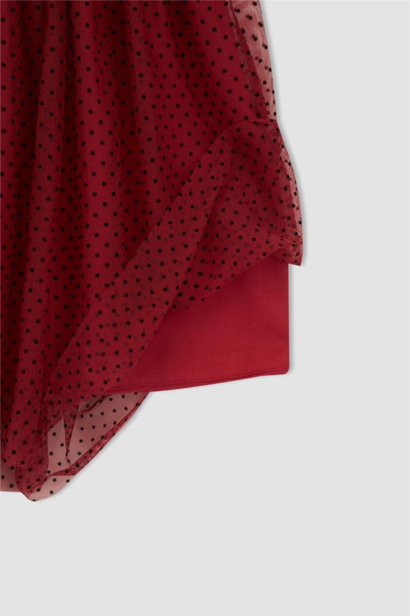 FILLES Rouge Robe En Tricot Manche Courte