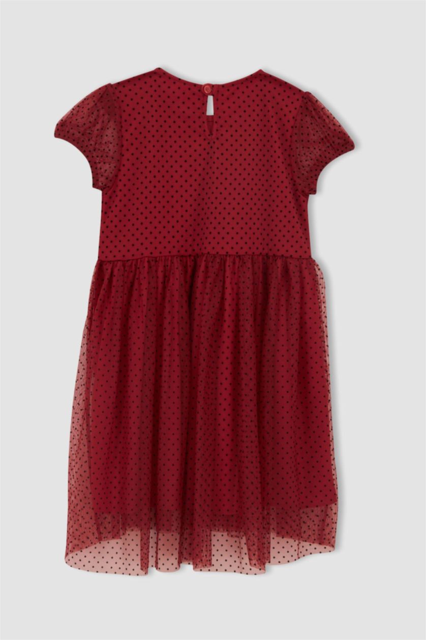 FILLES Rouge Robe En Tricot Manche Courte