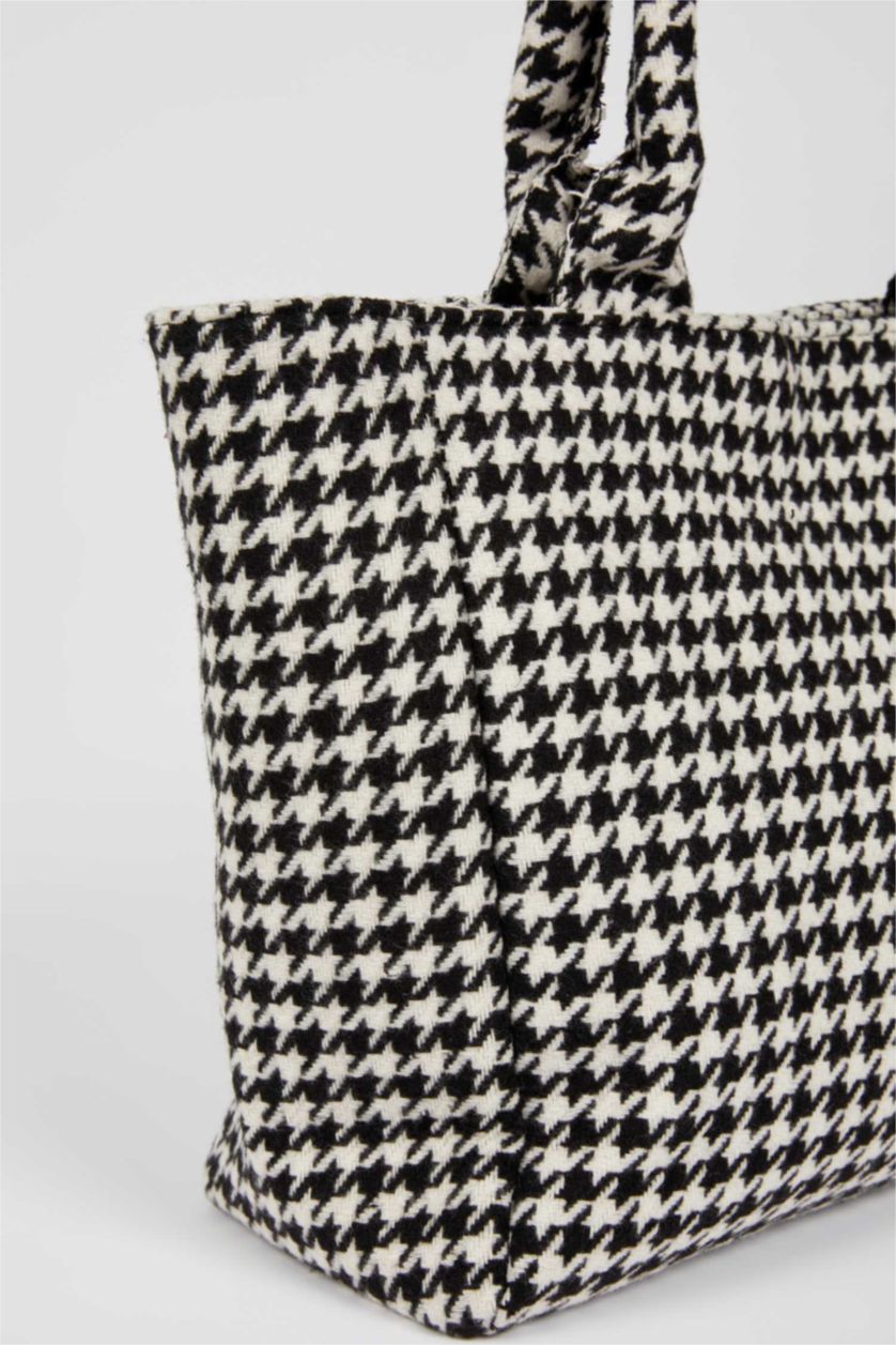 WOMAN Karma Women's Large Faux Leather Crowbar Pattern Tote Shoulder Bag