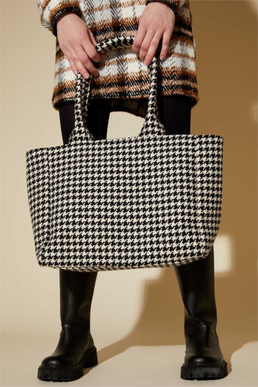 WOMAN Karma Women's Large Faux Leather Crowbar Pattern Tote Shoulder Bag