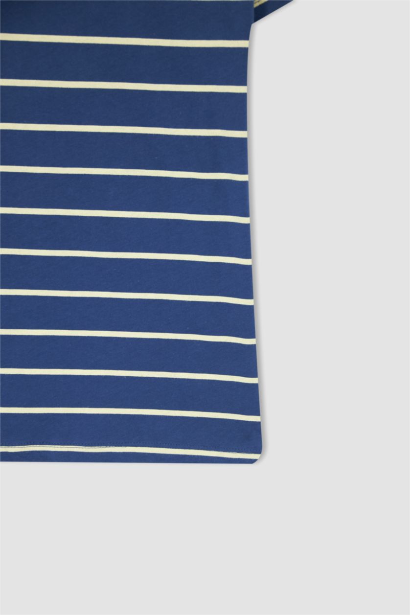 Erkek Mavi Regular Fit Bisiklet Yaka Pamuklu Penye Tişört