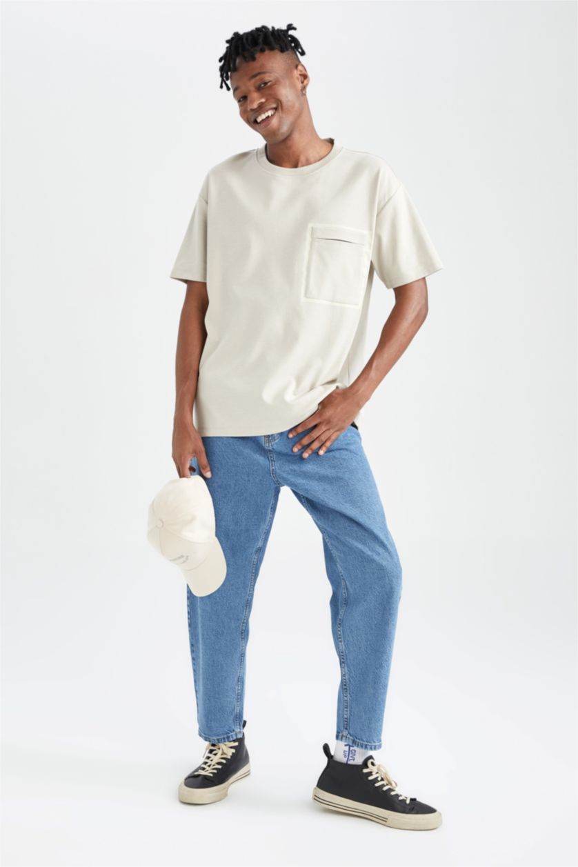 Man Stone Boxy Fit Short Sleeve One Side Pocket T-Shirt