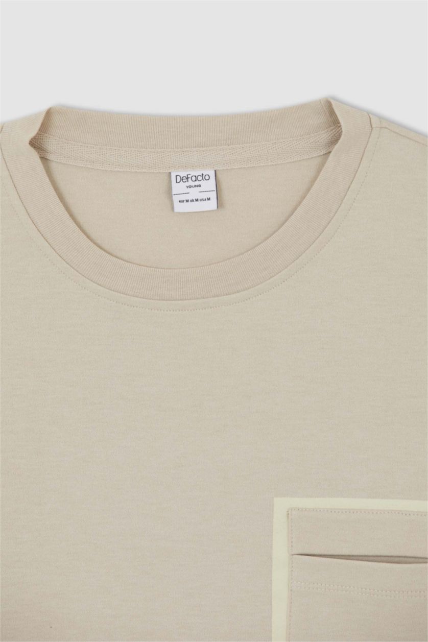 Man Stone Boxy Fit Short Sleeve One Side Pocket T-Shirt