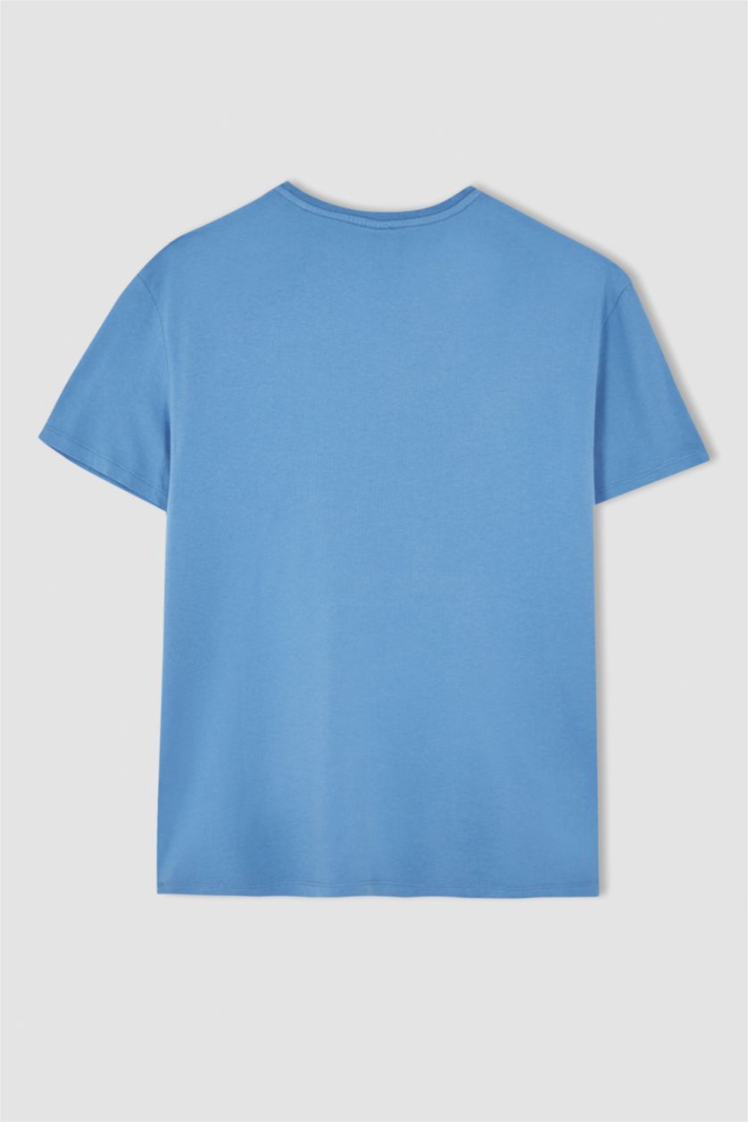 MAN Blue Regular Fit Crew Neck Short Sleeve Slogan Print T-Shirt