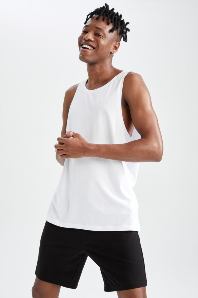 MAN White Slim Fit Strappy Vest