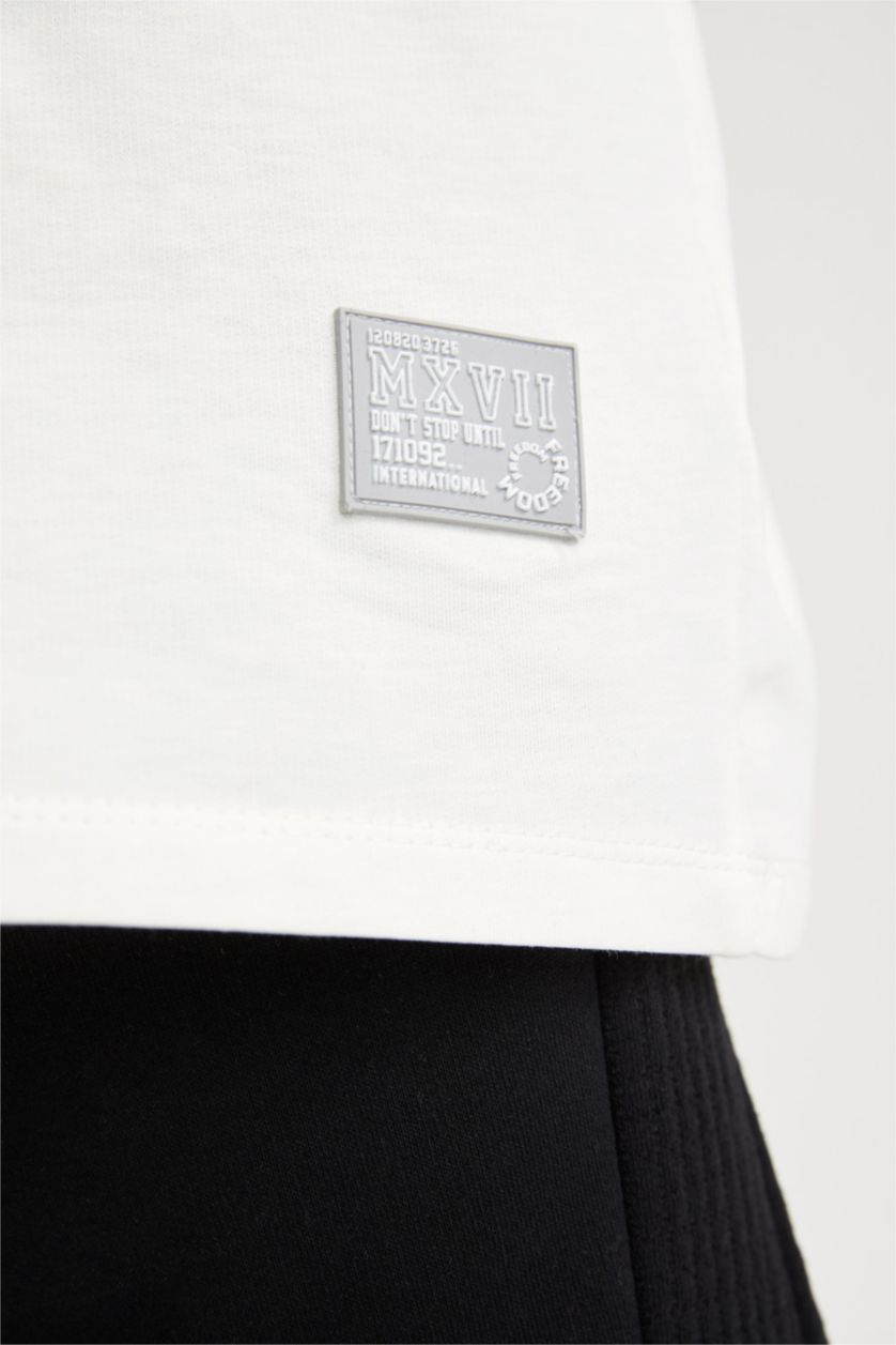 MAN Ecru Coool Oversize Fit Hooded Kangaroo Pocket Sleeveless Cotton Combed T-Shirt