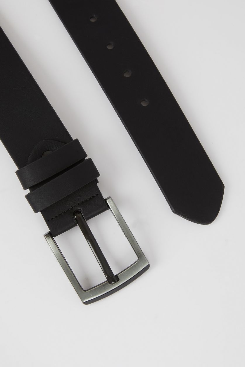 رجال أسود حزام جلد صناعي بمشبك مستطيل