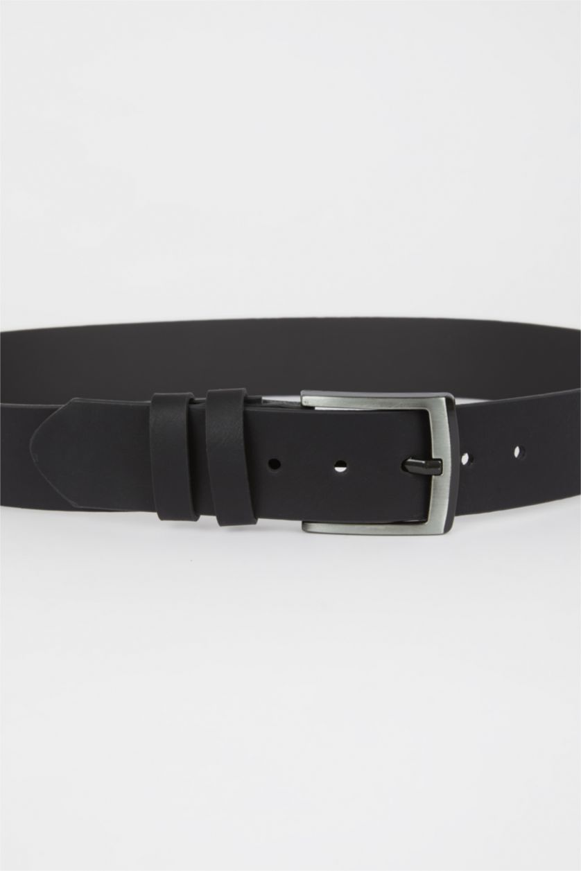 رجال أسود حزام جلد صناعي بمشبك مستطيل