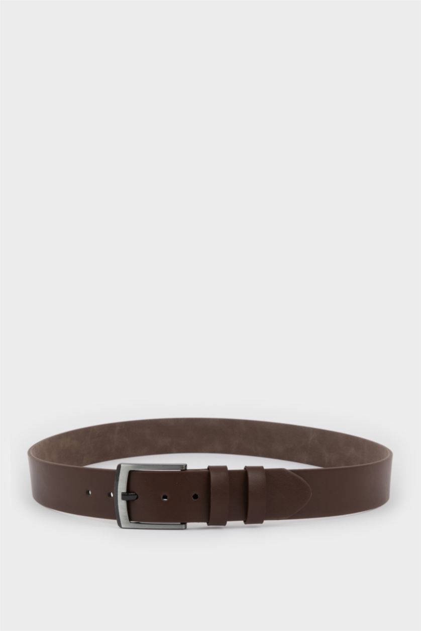 Erkek Kahve Erkek Dikdörtgen Toka Suni Deri Jean Kemeri