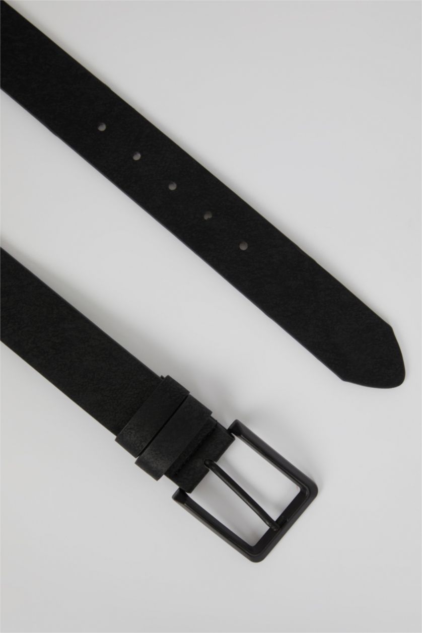 Erkek Siyah Erkek Dikdörtgen Toka Suni Deri Kemer