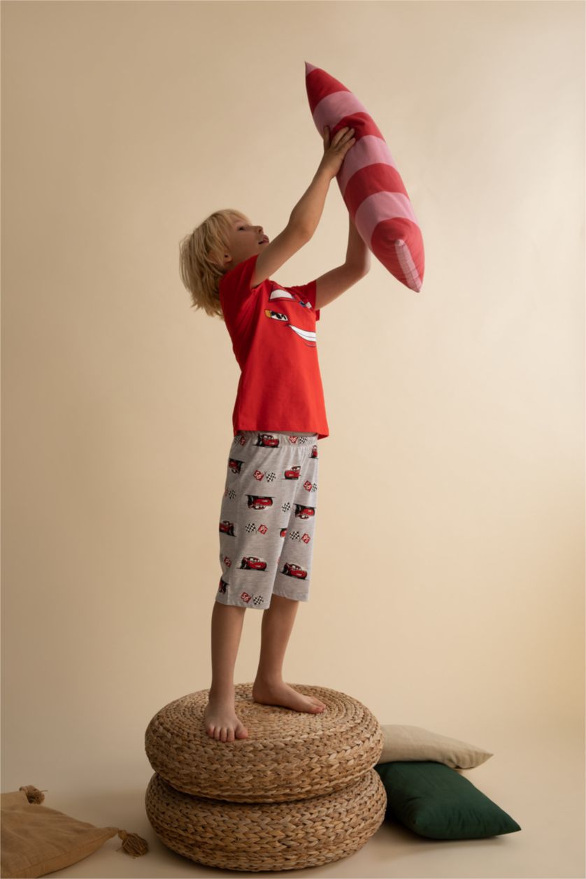 Erkek Çocuk - Genç Erkek Kırmızı Erkek Çocuk Cars 3 Kısa Kollu Pamuklu Pijama Takım