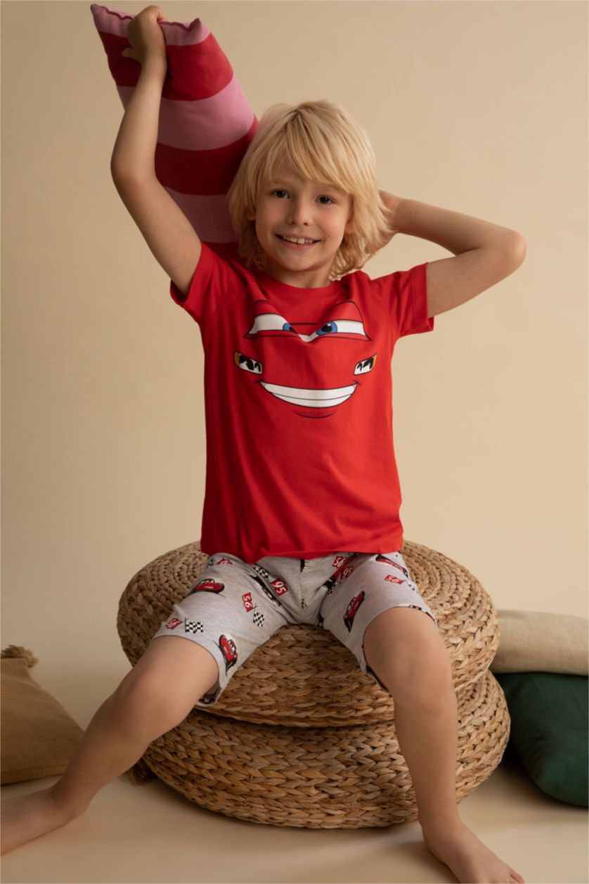 Erkek Çocuk - Genç Erkek Kırmızı Erkek Çocuk Cars 3 Kısa Kollu Pamuklu Pijama Takım