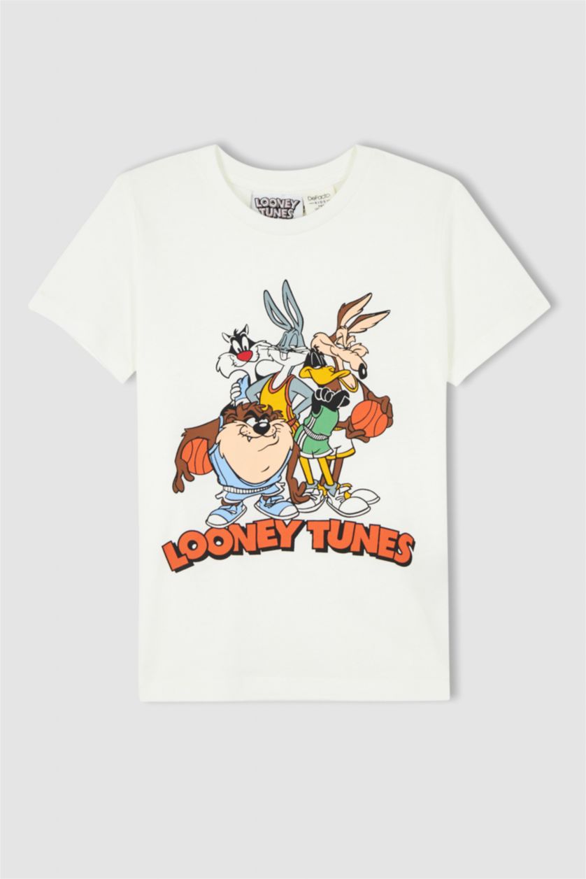 GARÇONS Blanc Ensemble de pyjama en coton à manches courtes sous licence Looney Tunes pour garçon