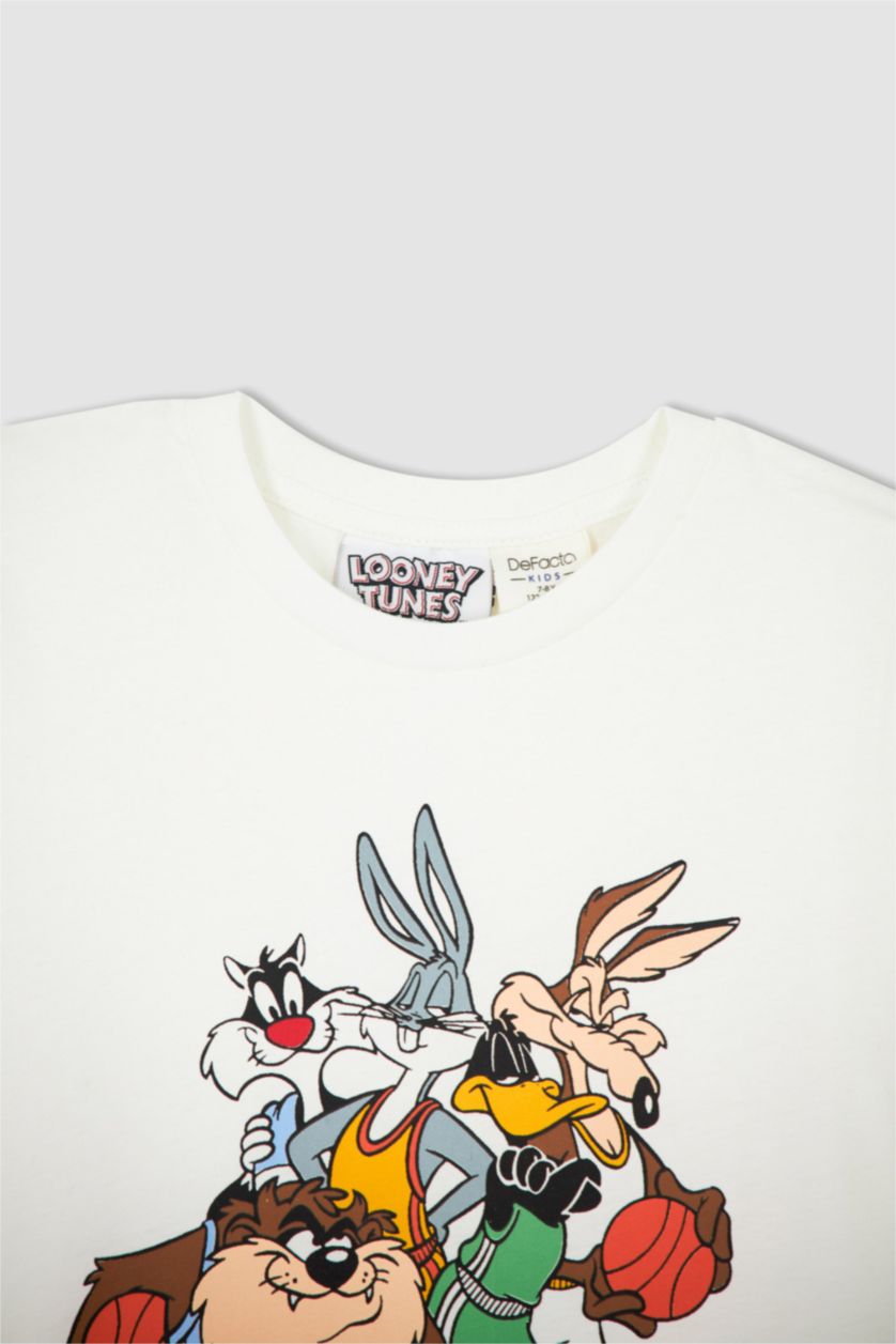 GARÇONS Blanc Ensemble de pyjama en coton à manches courtes sous licence Looney Tunes pour garçon