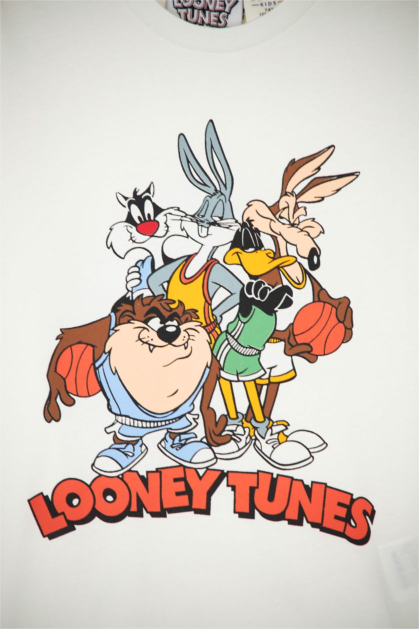 GARÇONS Blanc Ensemble de pyjama en coton à manches courtes sous licence Looney Tunes pour garçon