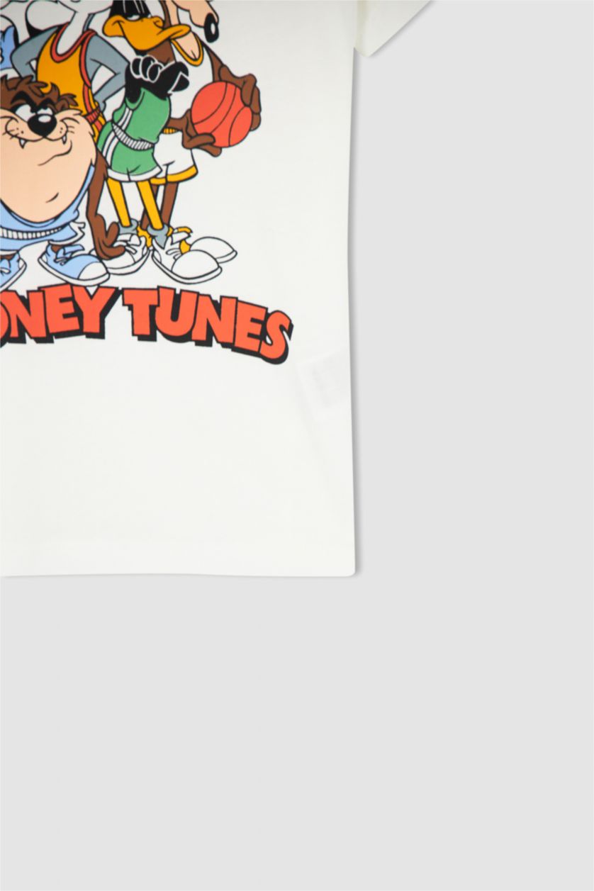 GARÇONS Blanc Ensemble de pyjama en coton à manches courtes sous licence Looney Tunes pour garçon