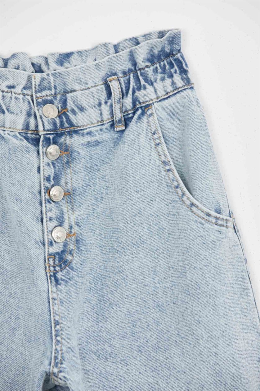 WOMAN Light Blue High Waist Paperbag Fit Trousers