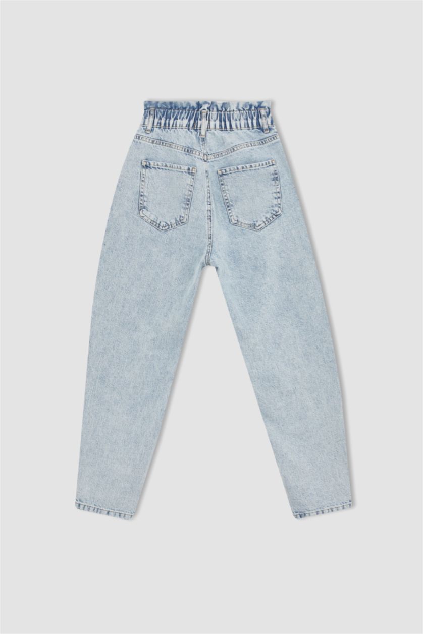 WOMAN Light Blue High Waist Paperbag Fit Trousers