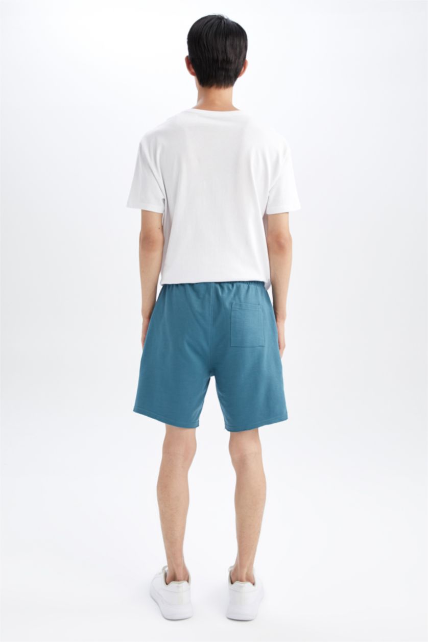 HOMME Bleu Poche À Rabat Tissu Sweat Fin Short En Tricot