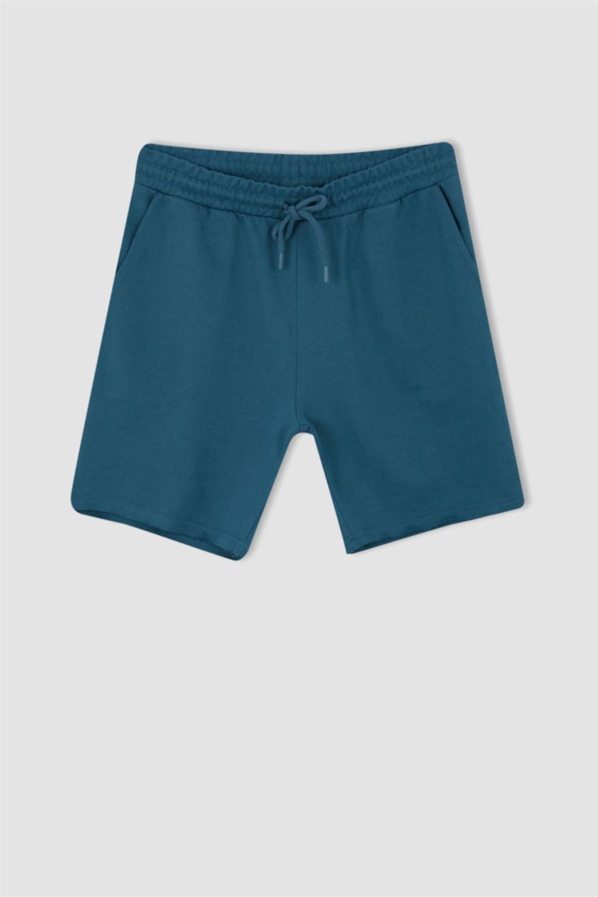 HOMME Bleu Poche À Rabat Tissu Sweat Fin Short En Tricot