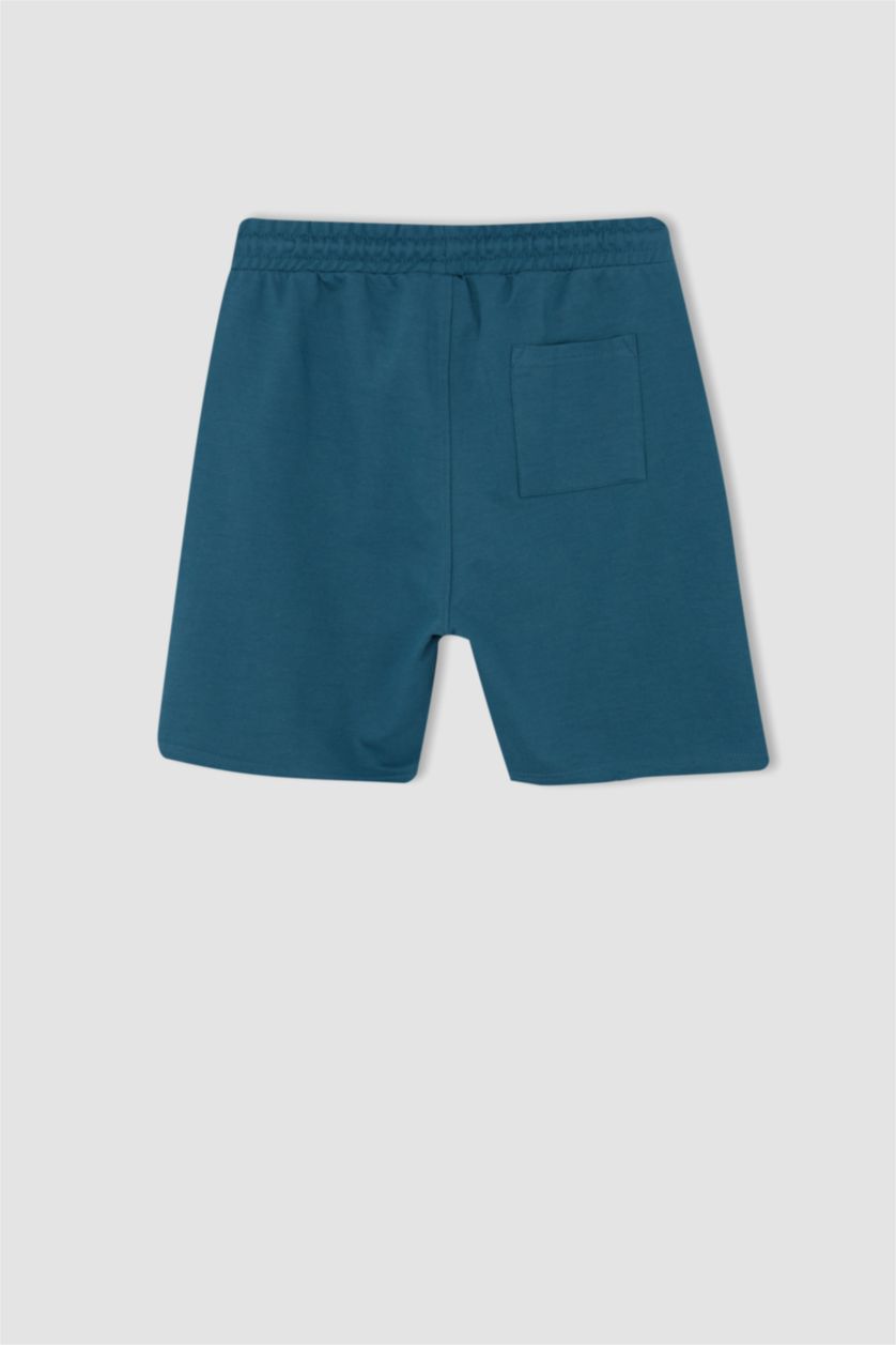 HOMME Bleu Poche À Rabat Tissu Sweat Fin Short En Tricot