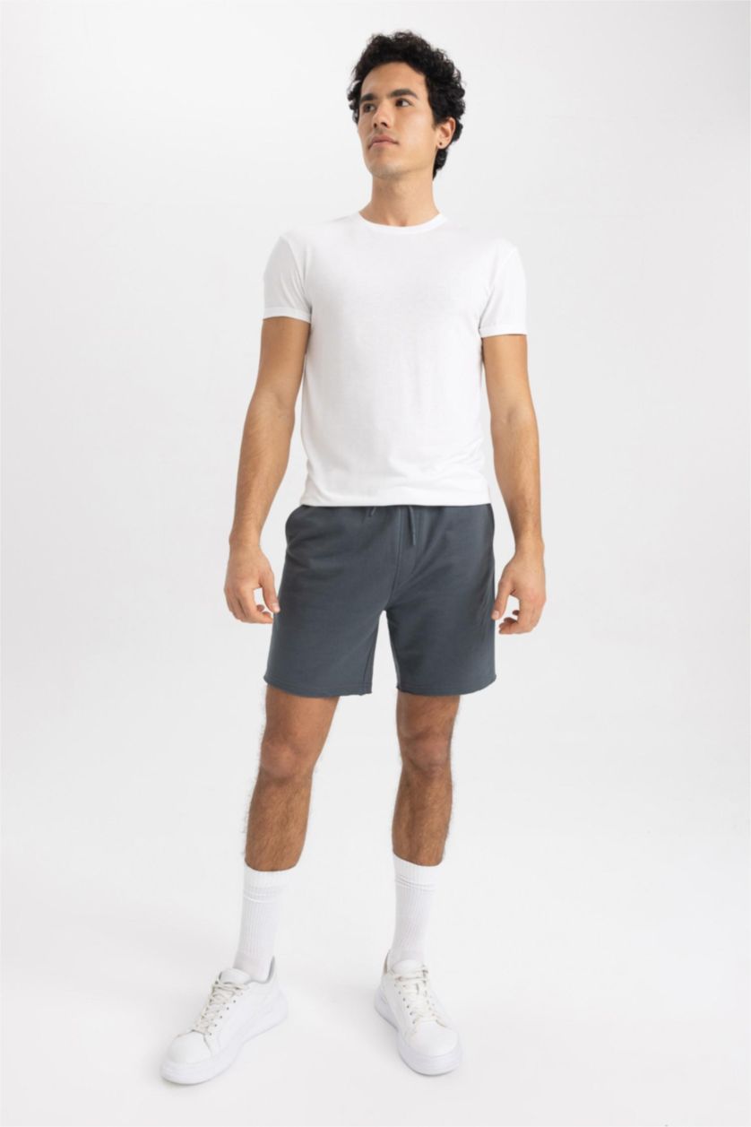 HOMME Anthracite Short court basique en coton à Coupe slim