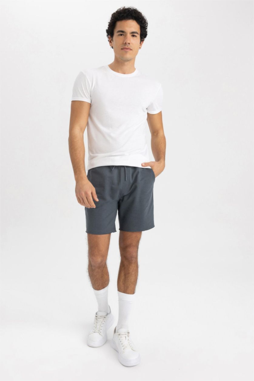 HOMME Anthracite Short court basique en coton à Coupe slim