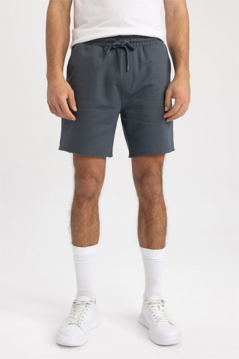 HOMME Anthracite Short court basique en coton à Coupe slim