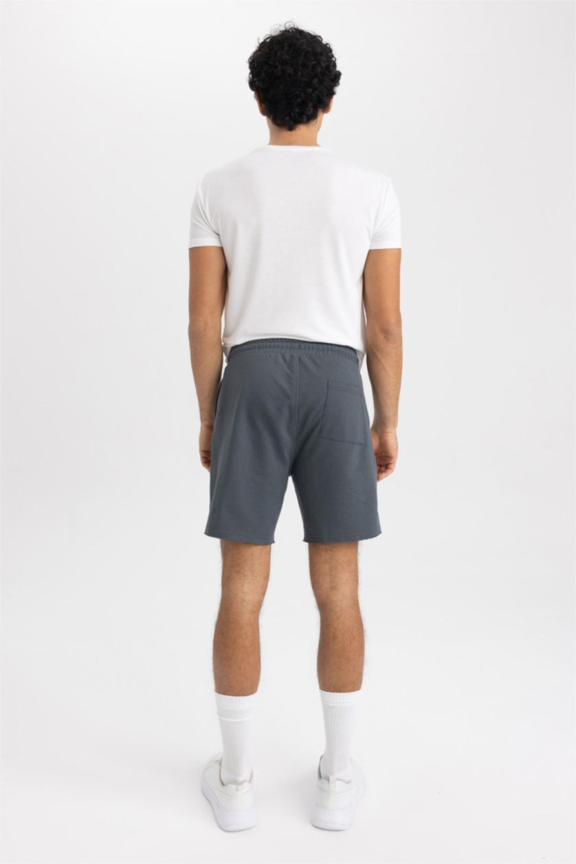 HOMME Anthracite Short court basique en coton à Coupe slim