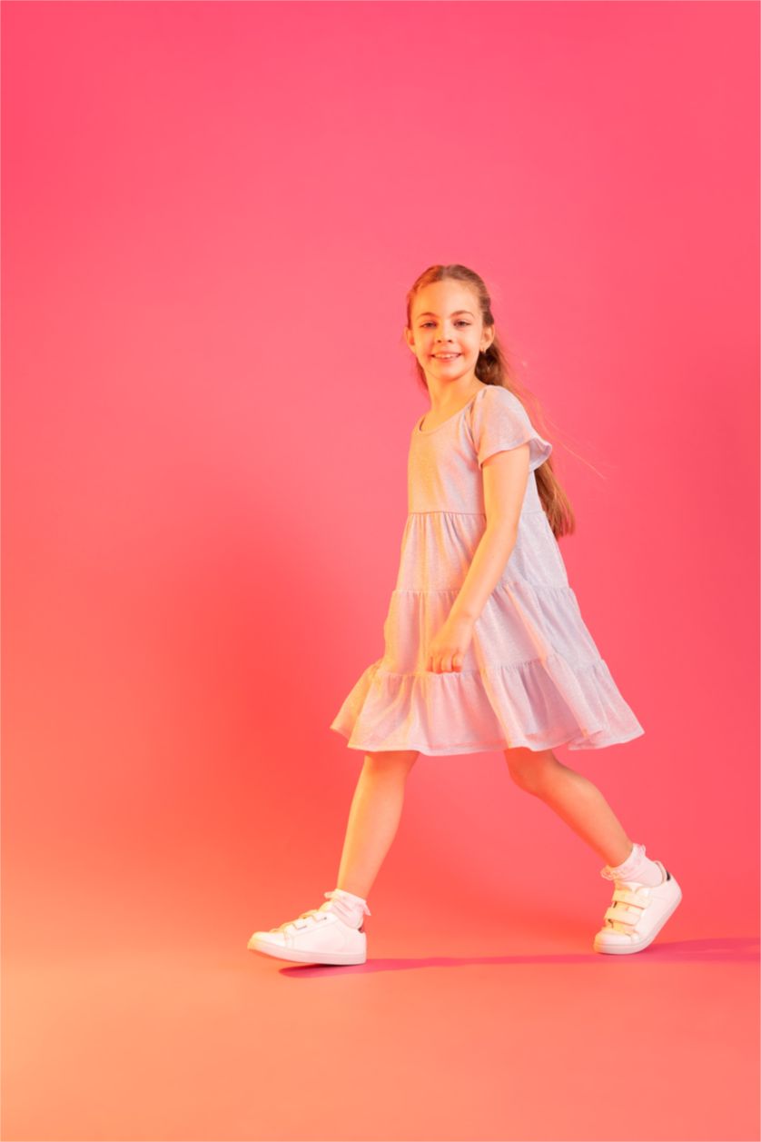 GIRLS & TEENS Light Aqua Girl Regular Fit Short Sleeve Mini Dress