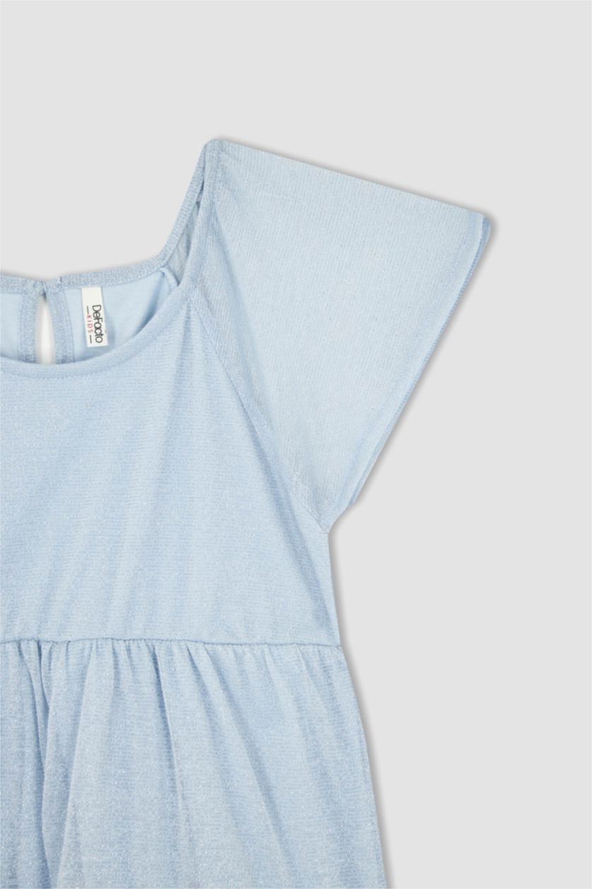 GIRLS & TEENS Light Aqua Girl Regular Fit Short Sleeve Mini Dress