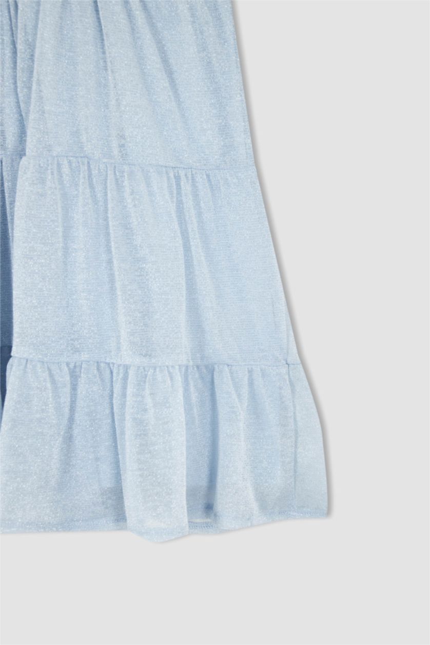 GIRLS & TEENS Light Aqua Girl Regular Fit Short Sleeve Mini Dress