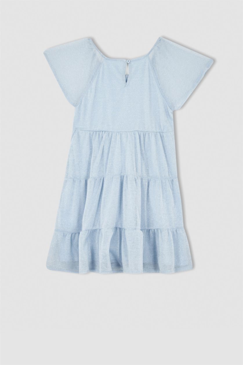 GIRLS & TEENS Light Aqua Girl Regular Fit Short Sleeve Mini Dress