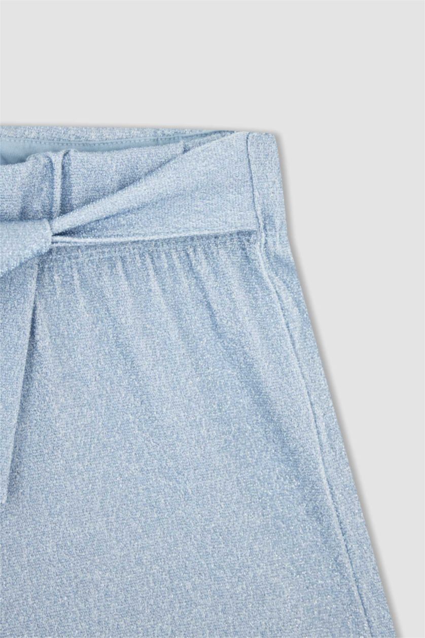 بنات أكوا فاتح طقم شورت بناتي و تي شيرت بياقة دائرية وأكمام قصيرة