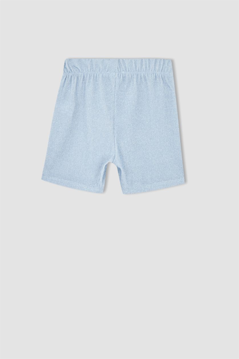 بنات أكوا فاتح طقم شورت بناتي و تي شيرت بياقة دائرية وأكمام قصيرة