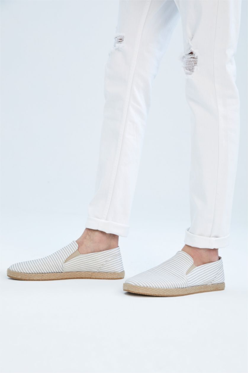 Мужчины Темно-бежевый Обувь эспадрильи в полоску для мужчин