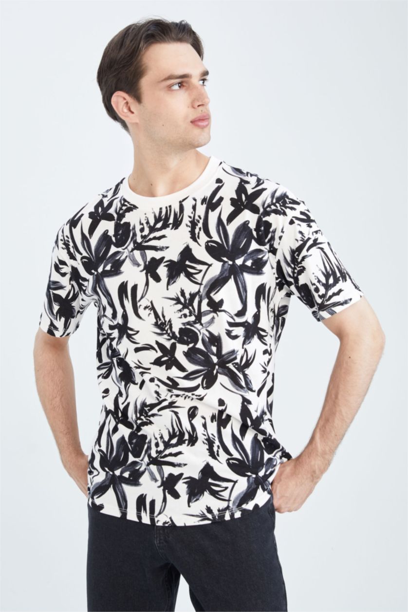 MAN Ecru Boxy Fit Short Sleeve T-Shirt
