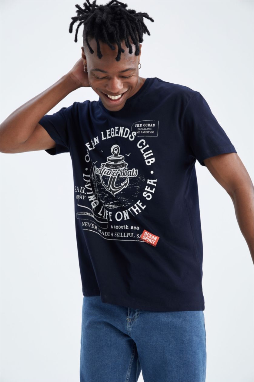 رجال كحلي Regular Fit Short Sleeve T-Shirt
