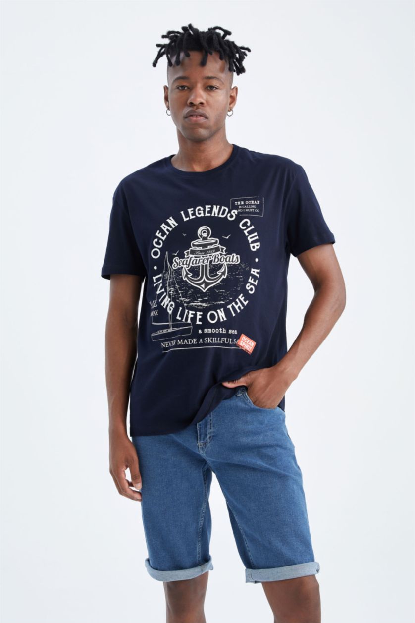 رجال كحلي Regular Fit Short Sleeve T-Shirt
