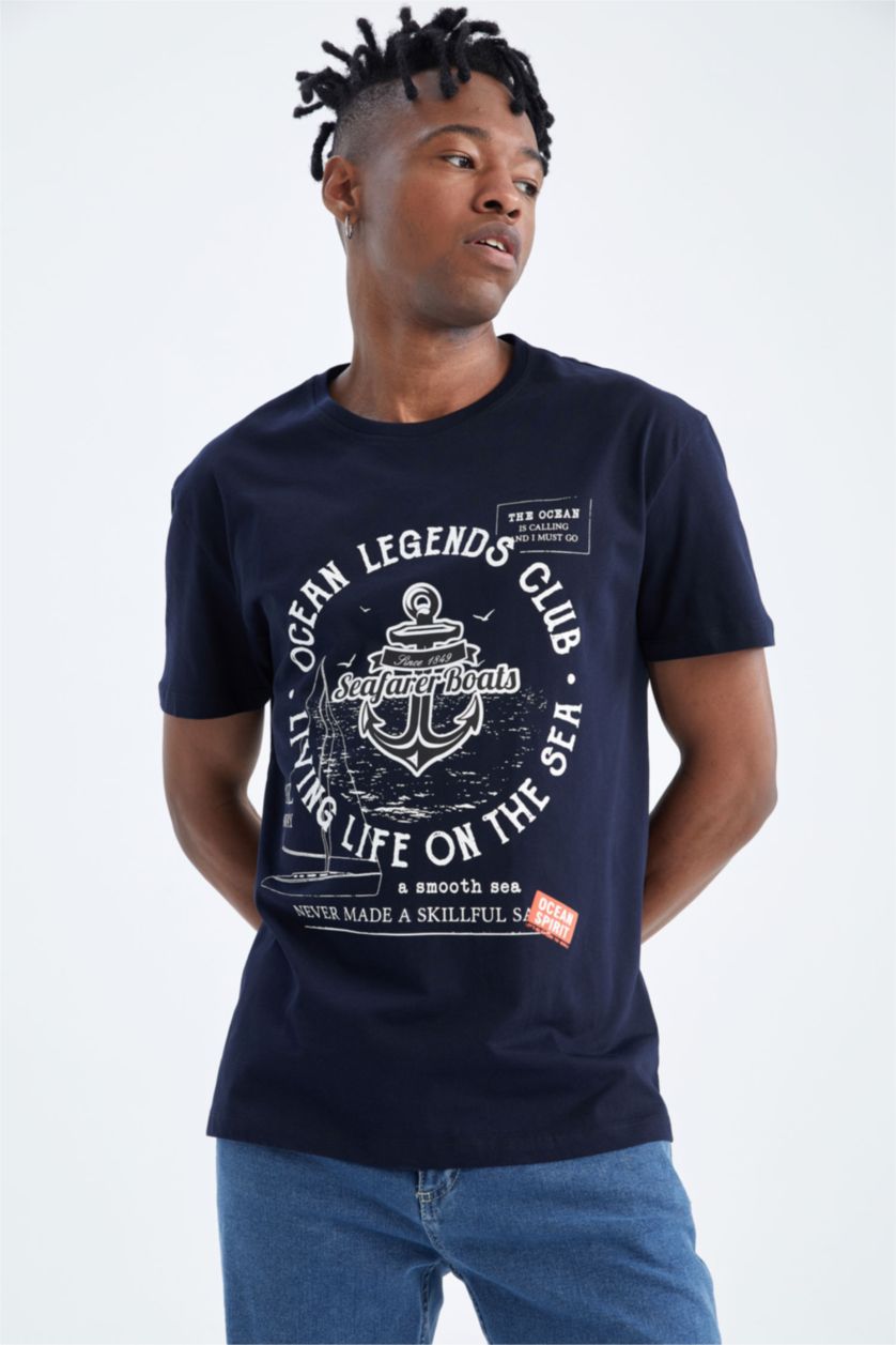 رجال كحلي Regular Fit Short Sleeve T-Shirt