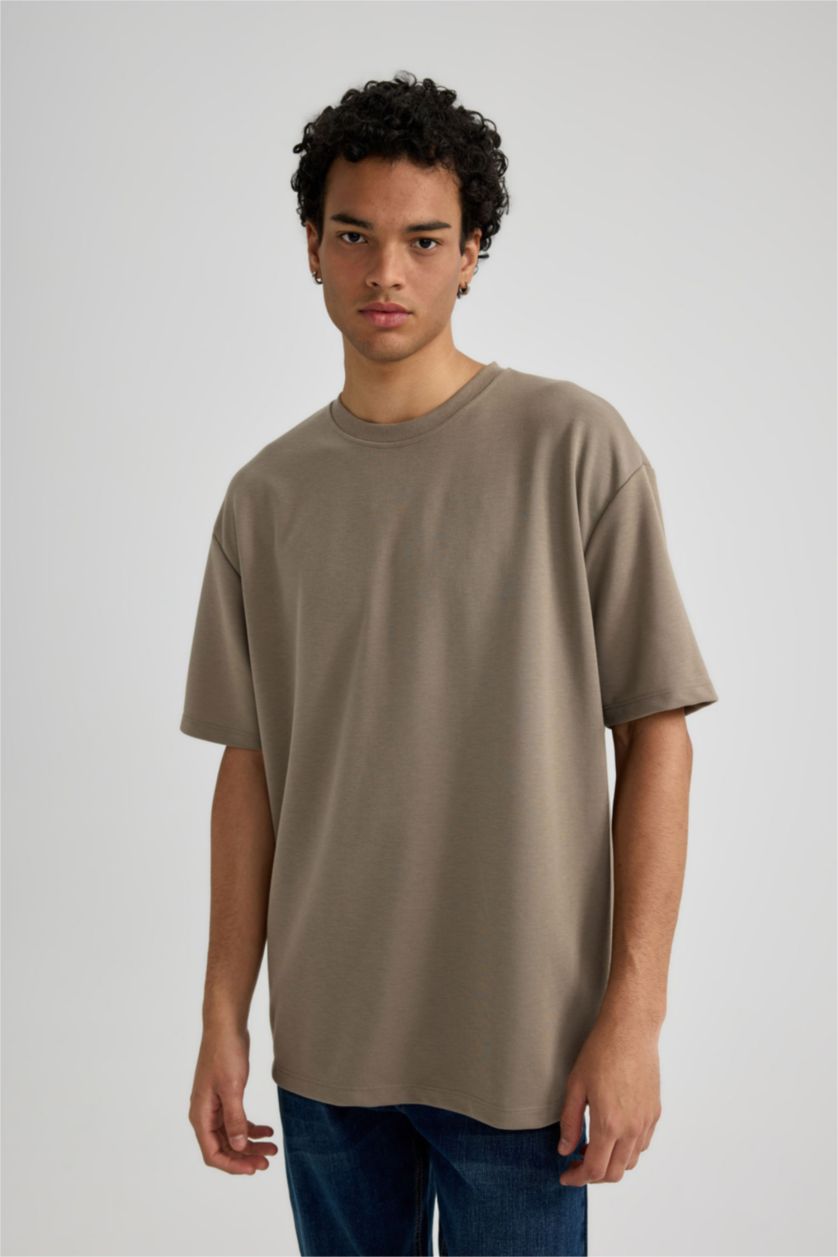 HOMME Beige T-Shirt Coupe Oversize Col Rond