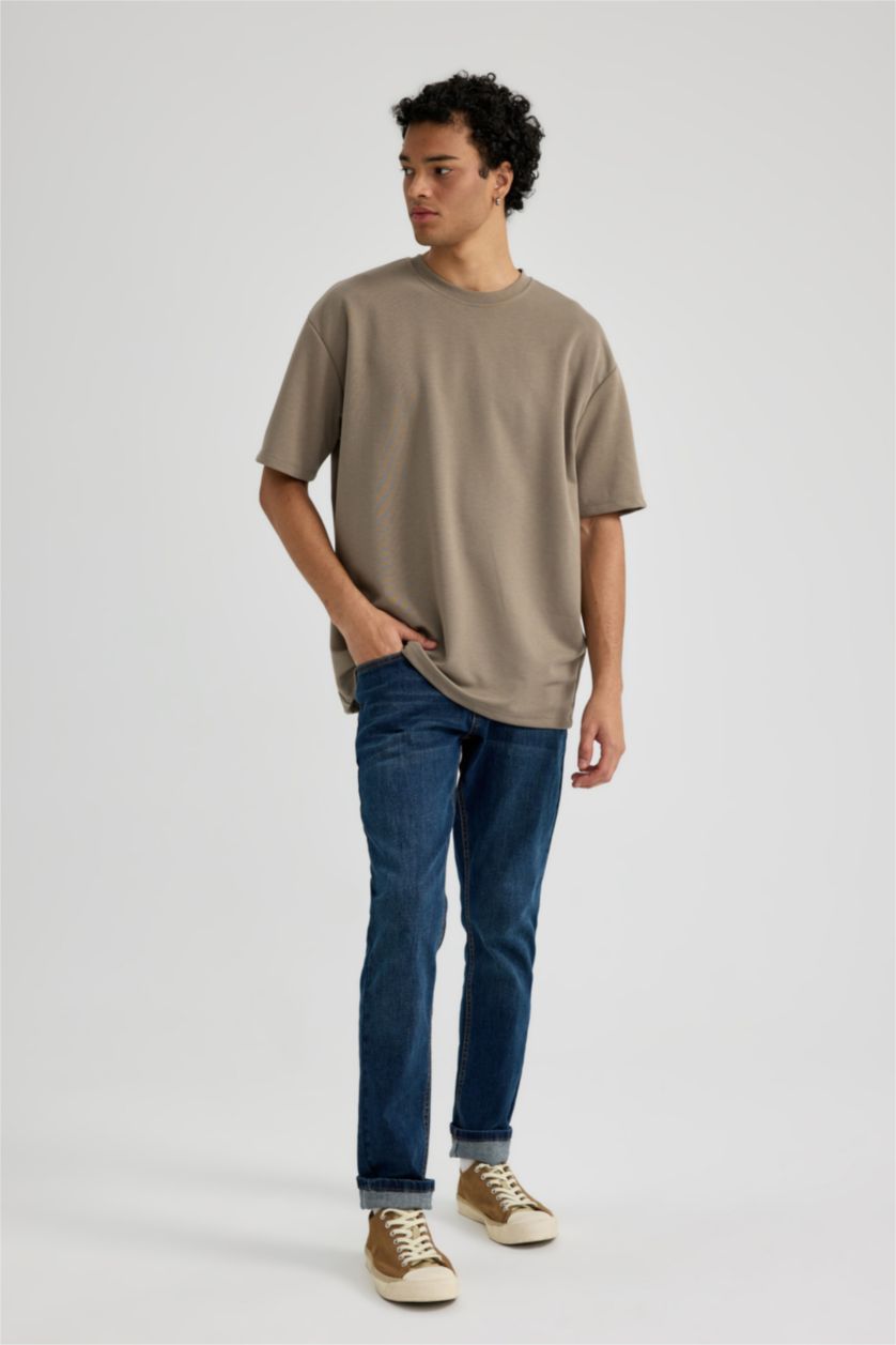 HOMME Beige T-Shirt Coupe Oversize Col Rond