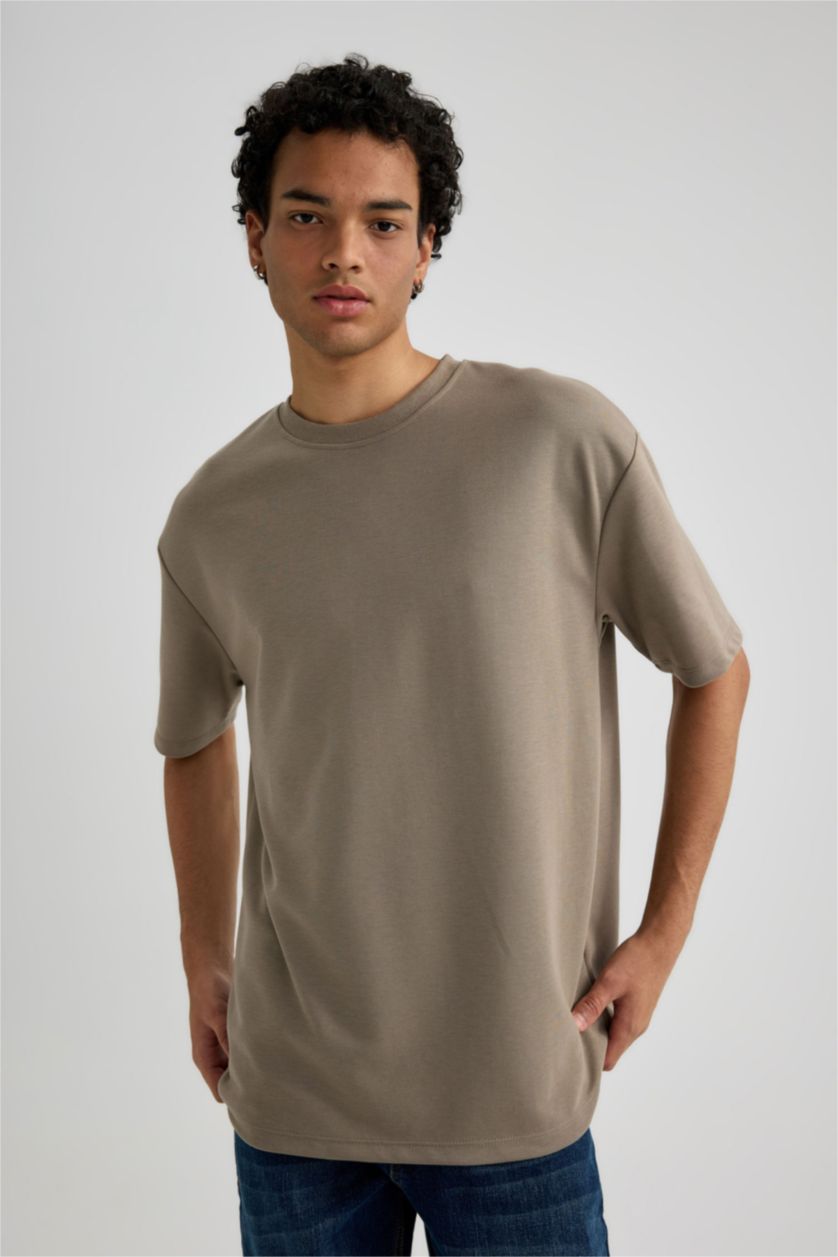 HOMME Beige T-Shirt Coupe Oversize Col Rond