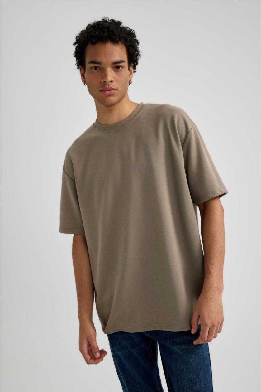 HOMME Beige T-Shirt Coupe Oversize Col Rond