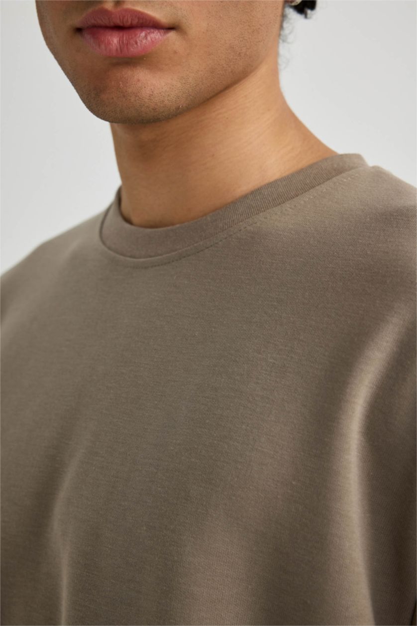 HOMME Beige T-Shirt Coupe Oversize Col Rond