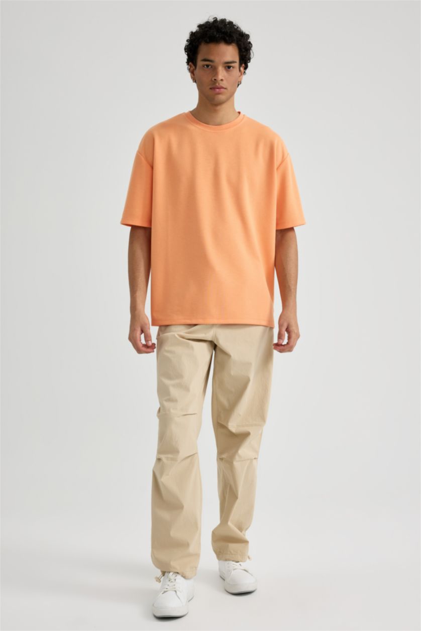 رجالي سيموني تي شيرت اوفر سايز برقبة مستديرة