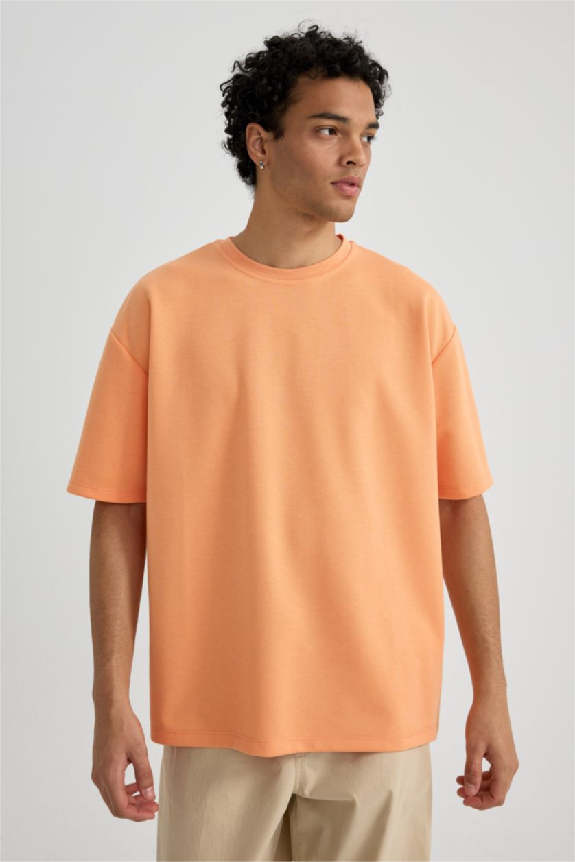 رجالي سيموني تي شيرت اوفر سايز برقبة مستديرة