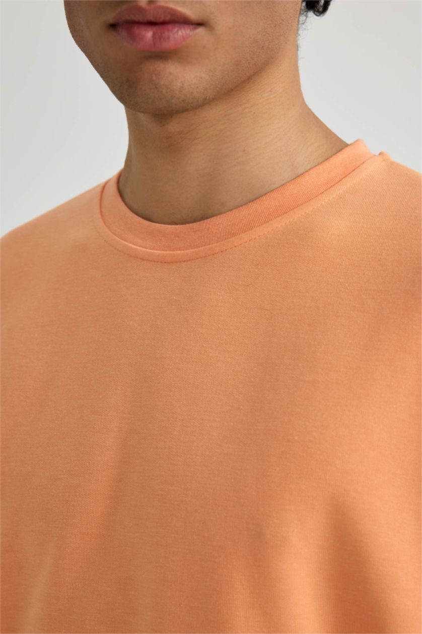 رجالي سيموني تي شيرت اوفر سايز برقبة مستديرة