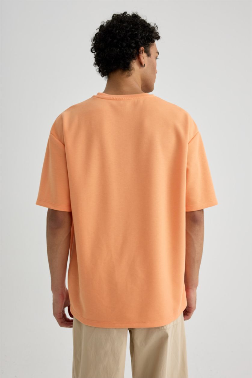 رجالي سيموني تي شيرت اوفر سايز برقبة مستديرة